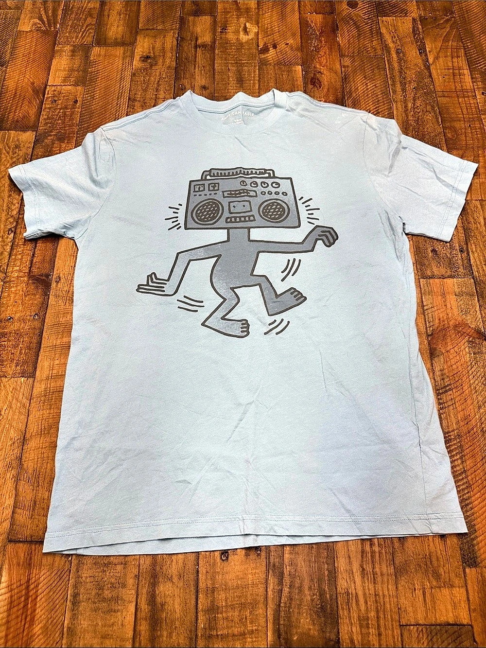 American Eagle x Keith Haring Boombox Graphic T-Shirt Blue Medium